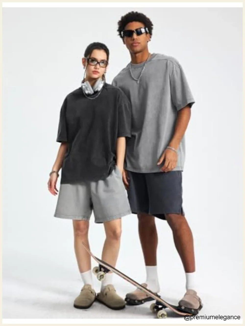 Oversized Acid Wash Cotton T-Shirts 4-Pack Heavyweight Crew Neck Tees